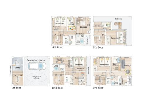 Home suite Home Ryogoku - Perfect for Families and Groups, Spacious 197m2 Home with 8 BR & 3 BA, Up to 15 ppl with Parking and 3 Stations