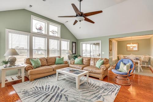 Steps to Beach Gem with Views and Dock in Oak Island