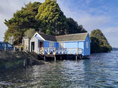 Cabin on the water, on a small island