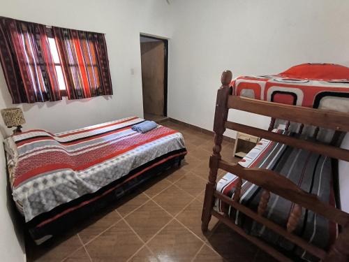 1 double bed, 2 bunk beds