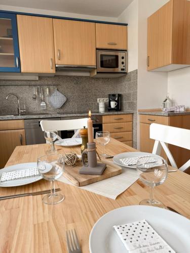 廚房, Ferienwohnung Opas Gewächshaus (Ferienwohnung Opas Gewachshaus) in 巴特拉斯費