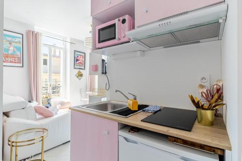 bucătărie, VIP - Lovely studio for 2 people 5 minutes from Palais des Festivals in Prado Republique