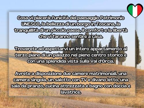  Anima d´Orcia - Ampio appartamento in pieno centro storico! in San Quirico dʼOrcia