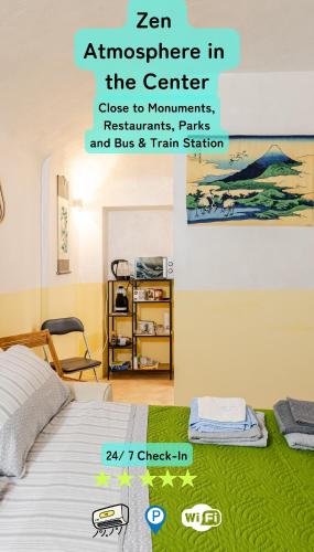 . Zen Studio in the Center With Free Parking and 24Hours Automatic Check-In with Netflix Dazn and Disney Plus and Air Conditioning