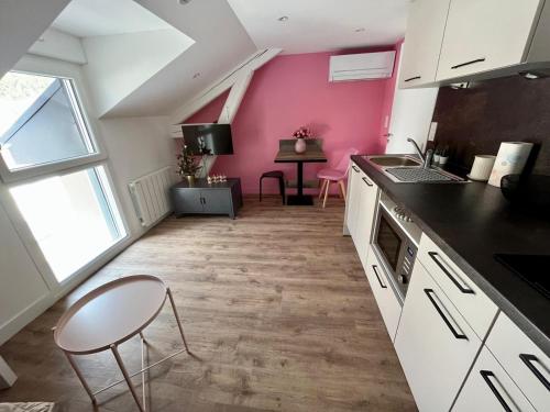 virtuve, Maison des Fleurs T2 COSY in Saint-Hilaire (Rhone-Alpes)