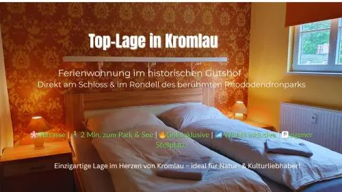Ferienwohnung Schlossblick Direkt gegenüber dem Schloss, Rhododendronpark mit Terrasse und WLAN in Kromlau, Deutschland