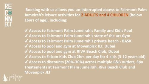 New Fairmont Residence Private Beach club access Palm Jumeirah, Dubaï (photo 4)