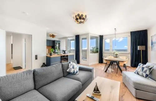 Exklusives Apartment Sunrise mit Whirlpool im 24-OG, Zugang zu Pool und Sauna in Bremerhaven, Deutschland
