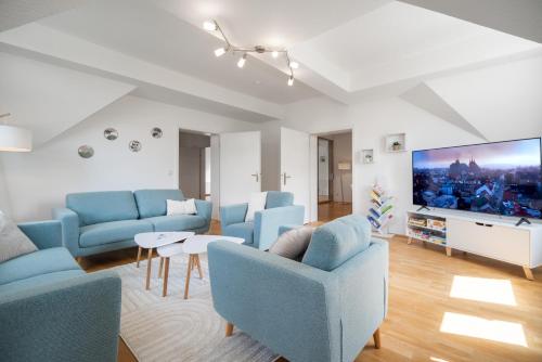 ห้องส่วนกลางสำหรับนั่งเล่น/ดูทีวี, Schloss-Apartment KOSELIG in ไวมาร์