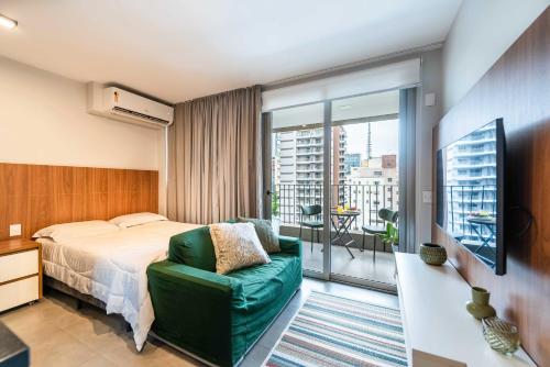 BHaus Jardins VN Melo Alves - Studio Premium com Varanda 13o andar - Próximo à Oscar Freire e Metrô - Vaga de Garagem - Academia - Piscina - Lavanderia - Coworking - ma136, São Paulo