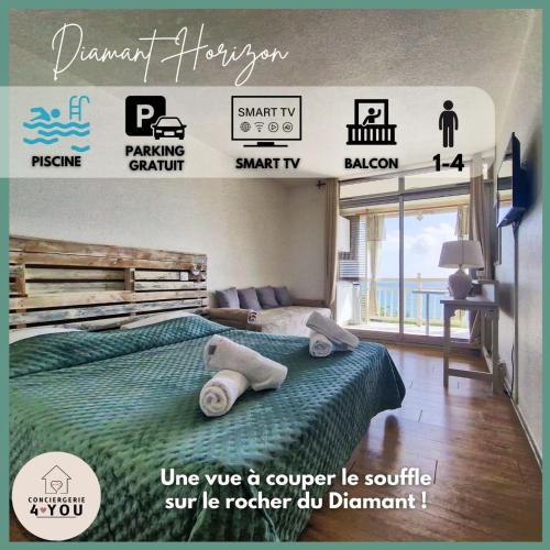Diamant Horizon - Appartement terrasse avec vue mer époustouflante et piscine, parking - Location saisonnière - Le Diamant