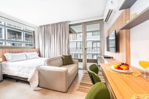 BHaus Jardins VN Melo Alves - Studio Premium com Varanda - 3o andar - Oscar Freire 200m - Metrô 300m - Piscina - Academia - Lavanderia - ma31, São Paulo