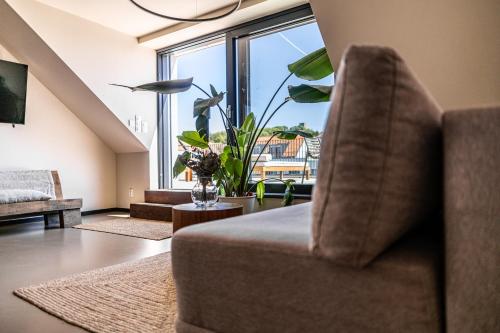 jaettu olohuone/TV alue, Prázdninová rezidence - vilabyt s terasou a výhledem na zámek (Prazdninova rezidence - vilabyt s terasou a vyhledem na zamek) in Mikulov