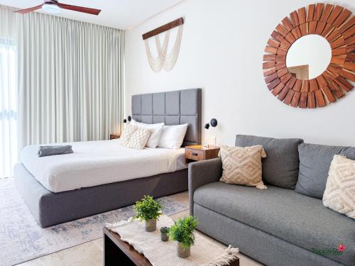 Aldea Zama Apartment King Bed Sofa Kitchen Full Gym Wifi Cinema