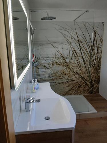 Fürdőszoba, Ferienwohnung Am Teich in Hohnstein