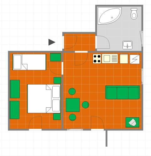 1 double bed, 1 twin bed, 1 sofa bed