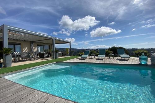 Superb modern villa - sea view pool gîte à louer Saint-Roman-de-Bellet