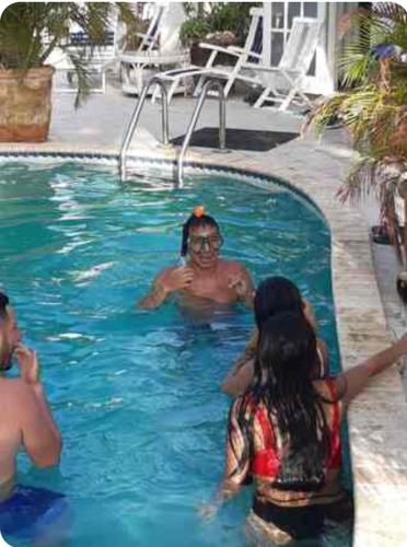 View, Palmitas Hostel with tropical garden & pool in Noord