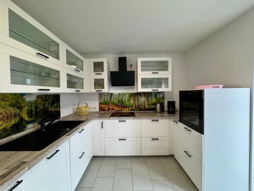 Konyha, Stilvolle Erholungsoase am Berg, Ruhig & modern - Elli M18 - Frankenwald Apartments in Stadtsteinach