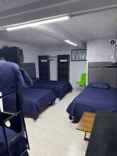 3 twin beds, 1 bunk bed