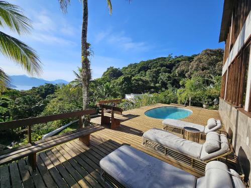 Úszómedence, Loft Mar com Vista Espetacular e Piscina in Praia do Puruba