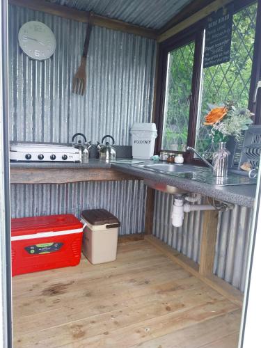 virtuve, Hendre Glamping Retreat, The Wren's Nest in Bwlch-y-groes