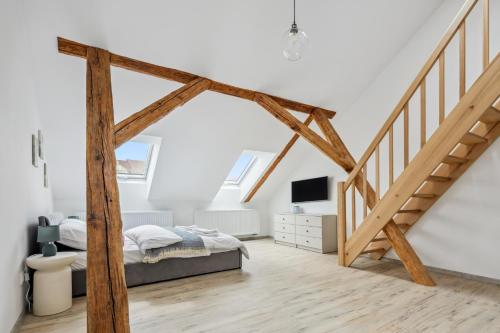Spacious two-storey apartment with a terrace in the city center in Benesov