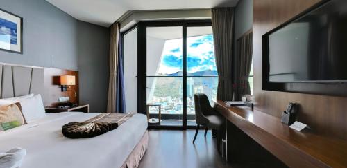 Chambre double, supérieure, vue partielle sur l’océan, sauna