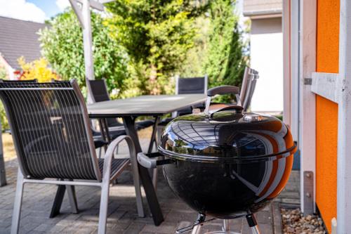 Erkély/terasz, Ferienhaus Aurora mit Kamin und Terrasse in Robel/Muritz