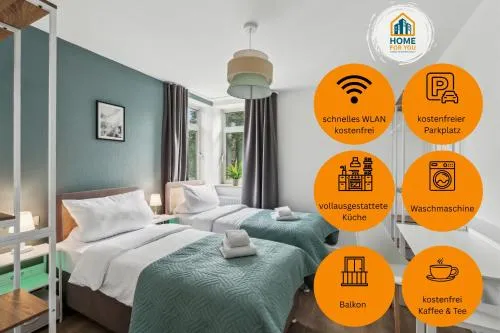 4 Schlafzimmer - 6 Betten, Parkplatz, Balkon, Küche in Bocholt, Deutschland