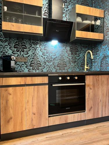 Konyha, Ferienwohnung Chalet Bayrischer Wald in Villa Terrasse Bergblick Ski Sauna Arber Osser mit Hund bis  in Hohenwarth