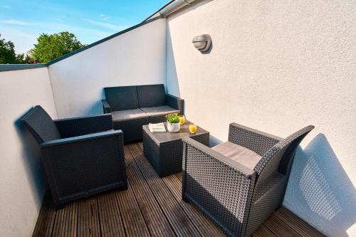 Balkons/terase, Pension Seecafé (Pension Seecafe) in Zarrentin am Schaalsee