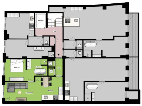 2 twin beds, 1 sofa bed
