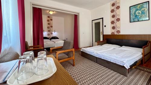 1 queen bed, 1 twin bed, 2 sofa beds