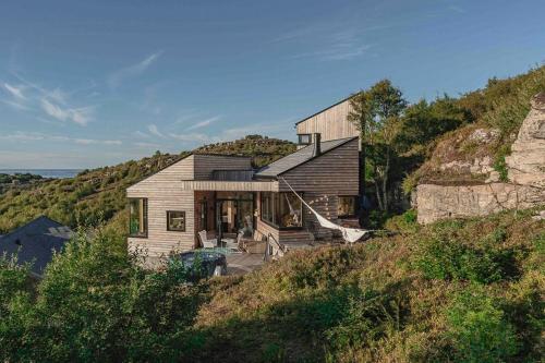 . Architect Drawn Cabin Between Sea And Mountain