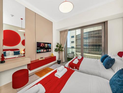 Amazing Design Colorfull Flat Palm Jumeirah View in Heart of Marina, Дубай (фото 7)