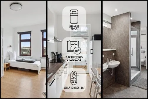 Apartment für 13 Gäste, 5 Schlafzimmer, 2 Bäder, 2 Loggia's, Leipzig Zentrum Ost in Leipzig, Deutschland