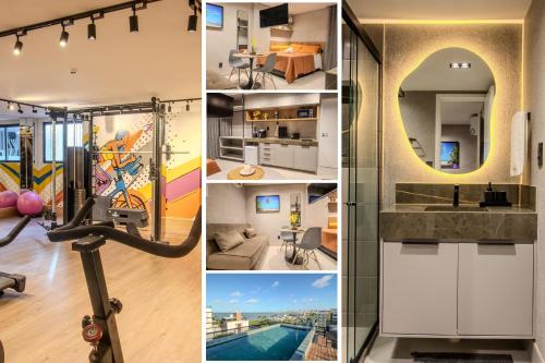 Flat a 50m da praia, com cozinha completa, estacionamento, recepção 24h, academia, lavanderia, Wi-Fi, mini mercado, Rooftop com piscina, churrasqueira e vista incrível