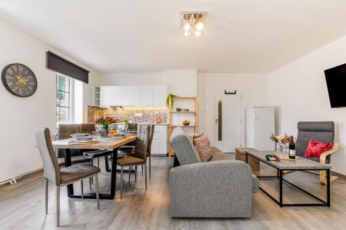 ห้องส่วนกลางสำหรับนั่งเล่น/ดูทีวี, Rezidence Zlatá Stezka (Rezidence Zlata Stezka) in เรชเตย์น