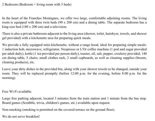 Chambre d'Hôtes R&S (Chambre d'Hotes R&S) in Saignelegier