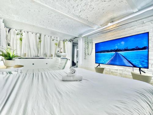 9 Mykonos , Spa Balnéothérapie - espace aménagé privatif avec Lit Double chambre d'hôte Tourcoing