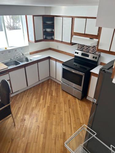 virtuve, Chalet serenity at Lac Desroches in Domaine-Breton (QC)