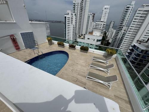 View, Apartamento en Cartagena con balcon con vista al mar y piscina in Castillogrande