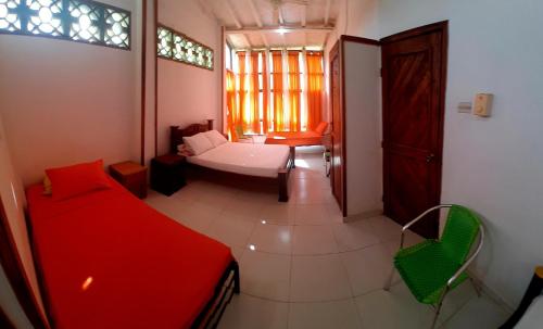 1 double bed, 3 twin beds, 1 bunk bed