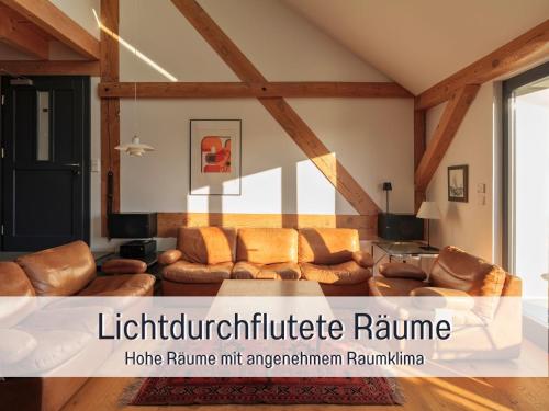 Iekārtas, Landloft Linum - Ausgebaute Scheune mit Aussicht, Naturpool, Kamin, Sauna, Luxusausbau, handverlesen in Fehrbellin