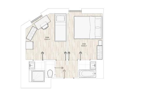 Dependance Rooms I 6 Mins to U6 Alser Straße I Self Check In Room Type - Two-Bedroom Apartment without Kitchen