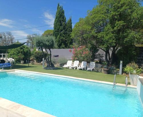 Peldbaseins, Apartment with garden and pool in Boisset-et-Gaujac