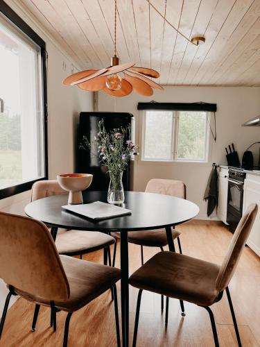 Luxurious red cottage with wood stove near lake in Gölberga