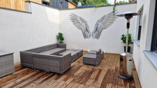 AUXBRG - 4 Zimmer, XL Wasserbett, 65 Zoll TV, XL Terrasse, Augsburg (fotografie 10)