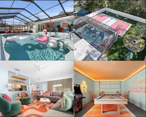 Electric Flamingo with Heated Pool, Pickleball, Mini Golf & Basketball